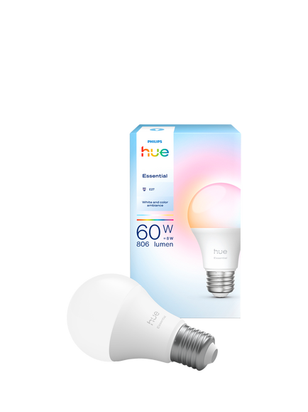 Philips Hue White & Colour Ambiance Essential E27 8W LED Smart Bulb, Multi Multi