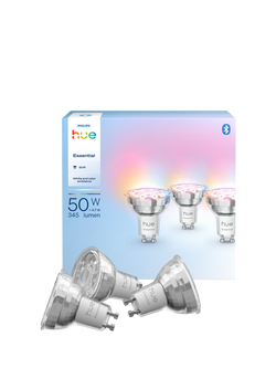 Philips Hue White & Colour Ambiance Essential GU10 4.7W LED Smart Bulb, Pack of 3, Multi Multi