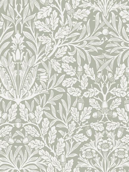 William Morris Acorn Wallpaper, Sage, Sage