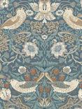 William Morris At Home Strawberry Thief Wallpaper, Washed Blue