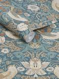 William Morris At Home Strawberry Thief Wallpaper, Washed Blue