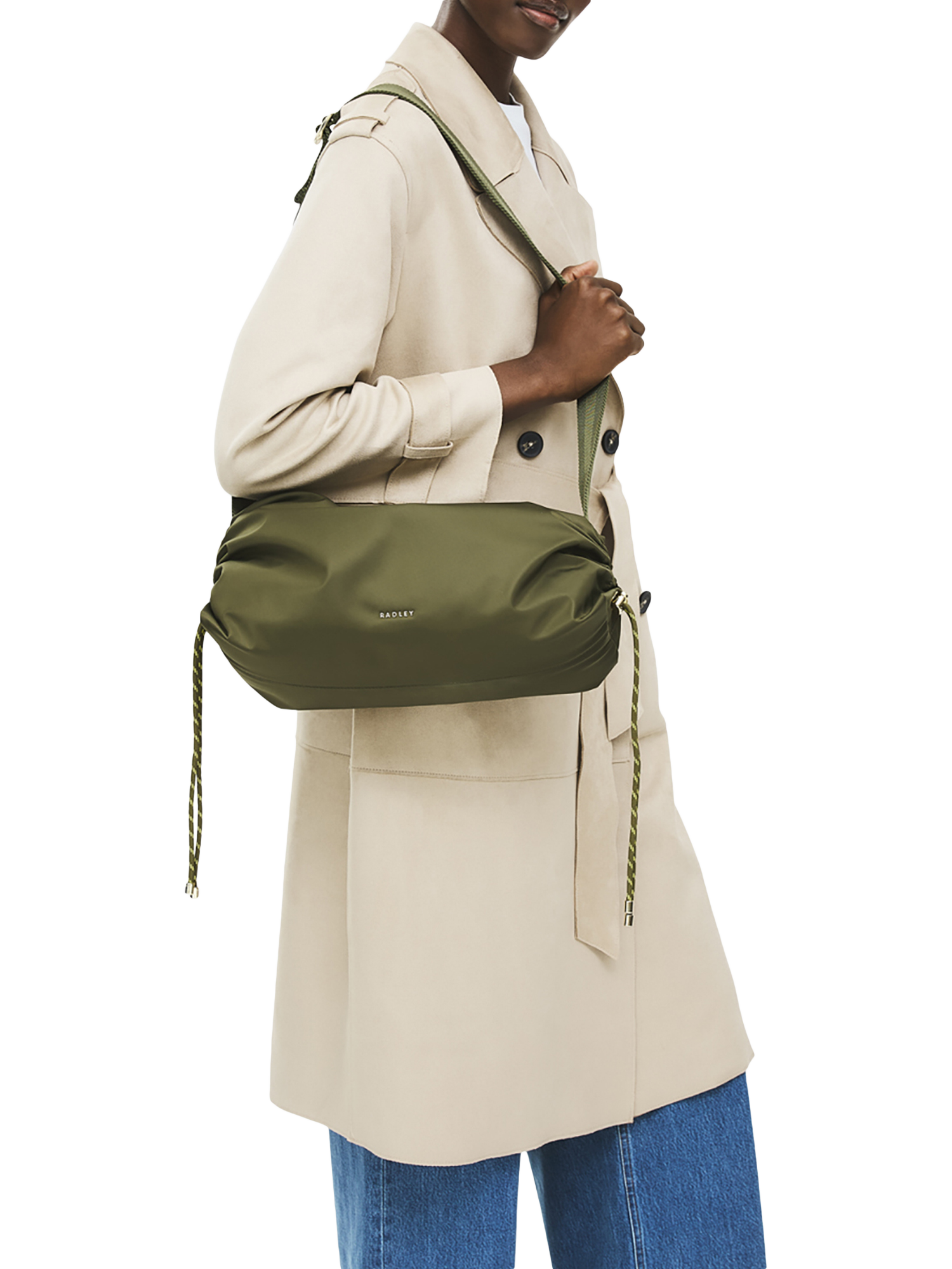 Product image 6 of 6, which shows Radley Eden Row Drawstring Crossbody Bag, Khaki