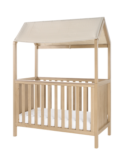 Tutti Bambini Casa 3-in-1 Cotbed with Pocket Sprung Mattress and Roof Accessory, Harvest Oak, Harvest Oak