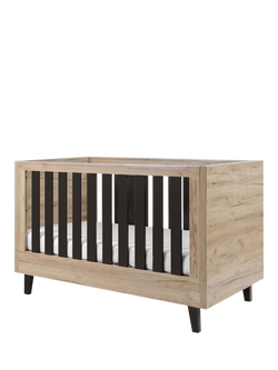 Tutti Bambini Como 3-in-1 Cotbed and Pocket Sprung Mattress, Distressed Oak/Slate Grey, Distressed Oak