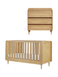 Tutti Bambini Japandi Cotbed and Changing Chest 2 Piece Set, Light Oak