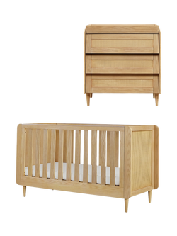 Tutti Bambini Japandi Cotbed and Changing Chest 2 Piece Set, Light Oak, Light Oak