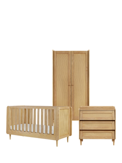 Tutti Bambini Japandi Cotbed, Changing Chest Set and Wardrobe 3 Piece Room Set, Light Oak, Light Oak