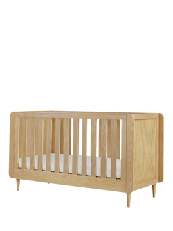 Tutti Bambini Japandi Convertible Cotbed with Pocket Sprung Mattress, Light Oak, Light Oak
