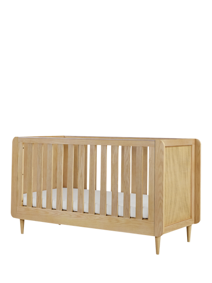 Tutti Bambini Japandi Convertible Cotbed with Pocket Sprung Mattress, Light Oak, Light Oak