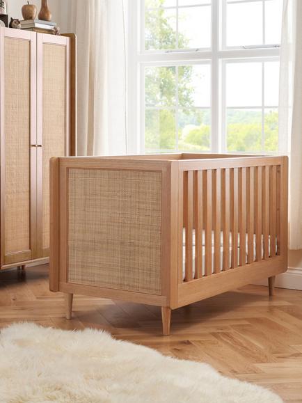 Tutti Bambini Japandi Convertible Cotbed with Pocket Sprung Mattress, Light Oak - view 2, Light Oak