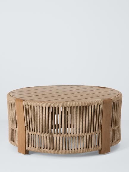 John Lewis Cord Round Garden Coffee Table, 80cm, Mocha, Mocha
