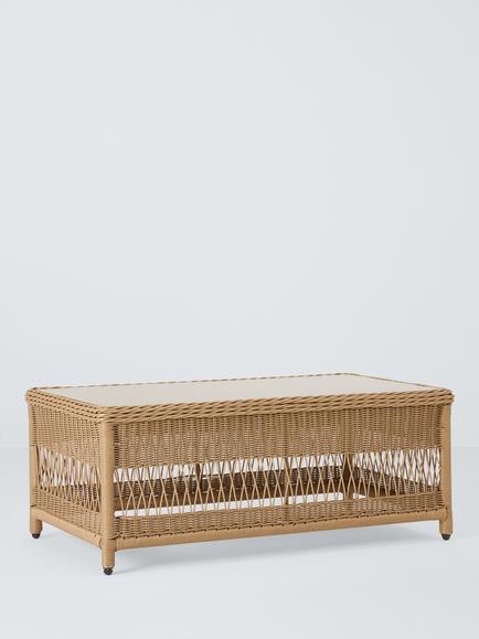 John Lewis Harbour Weave Rectangular Garden Coffee Table, 99cm, Natural, Natural