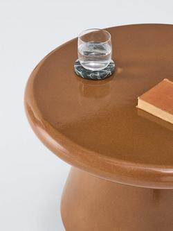 John Lewis Glaze Round Garden Coffee Table, 65cm, Green - view 2, Burnt Orange