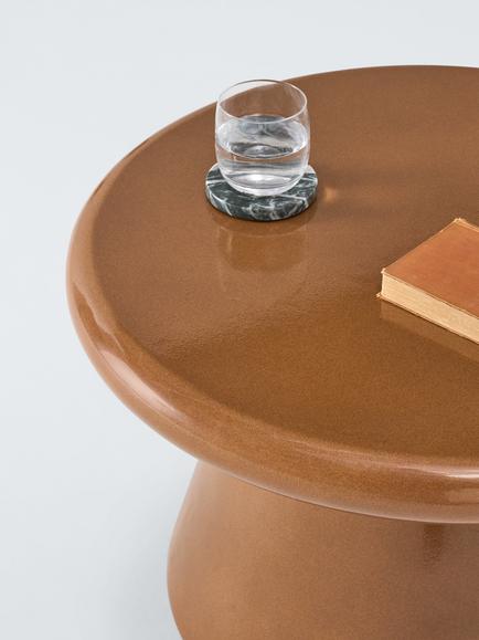 John Lewis Glaze Round Garden Coffee Table, 65cm, Green - view 2, Burnt Orange