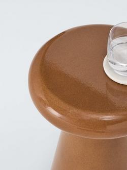 John Lewis Glaze Round Garden Side Table, 30cm, Green - view 2, Burnt Orange