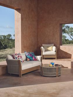 John Lewis Cord 2-Seater Garden Sofa, Mocha - view 2, Mocha