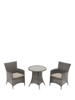John Lewis Alora 2-Seater Round Garden Bistro Table & Chairs Set, Grey, Grey