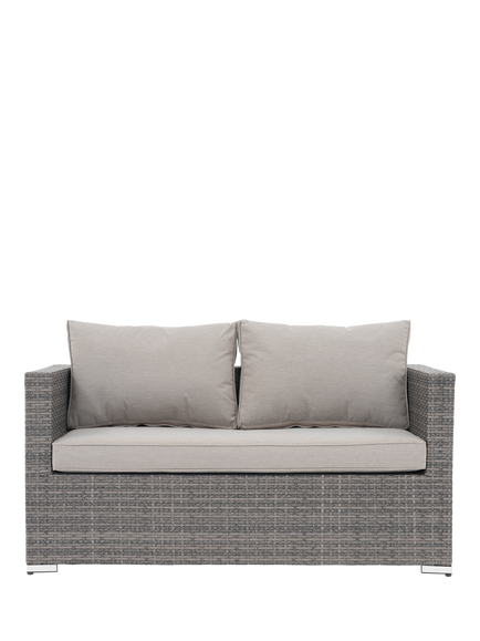John Lewis Alora Woven Rattan 2-Seater Garden Sofa, Grey, Grey