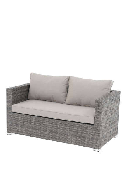 John Lewis Alora Woven Rattan 2-Seater Garden Sofa, Grey - view 2, Grey