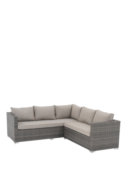 John Lewis Alora Woven Rattan 5-Seater Garden Corner Sofa Set, Grey, Grey