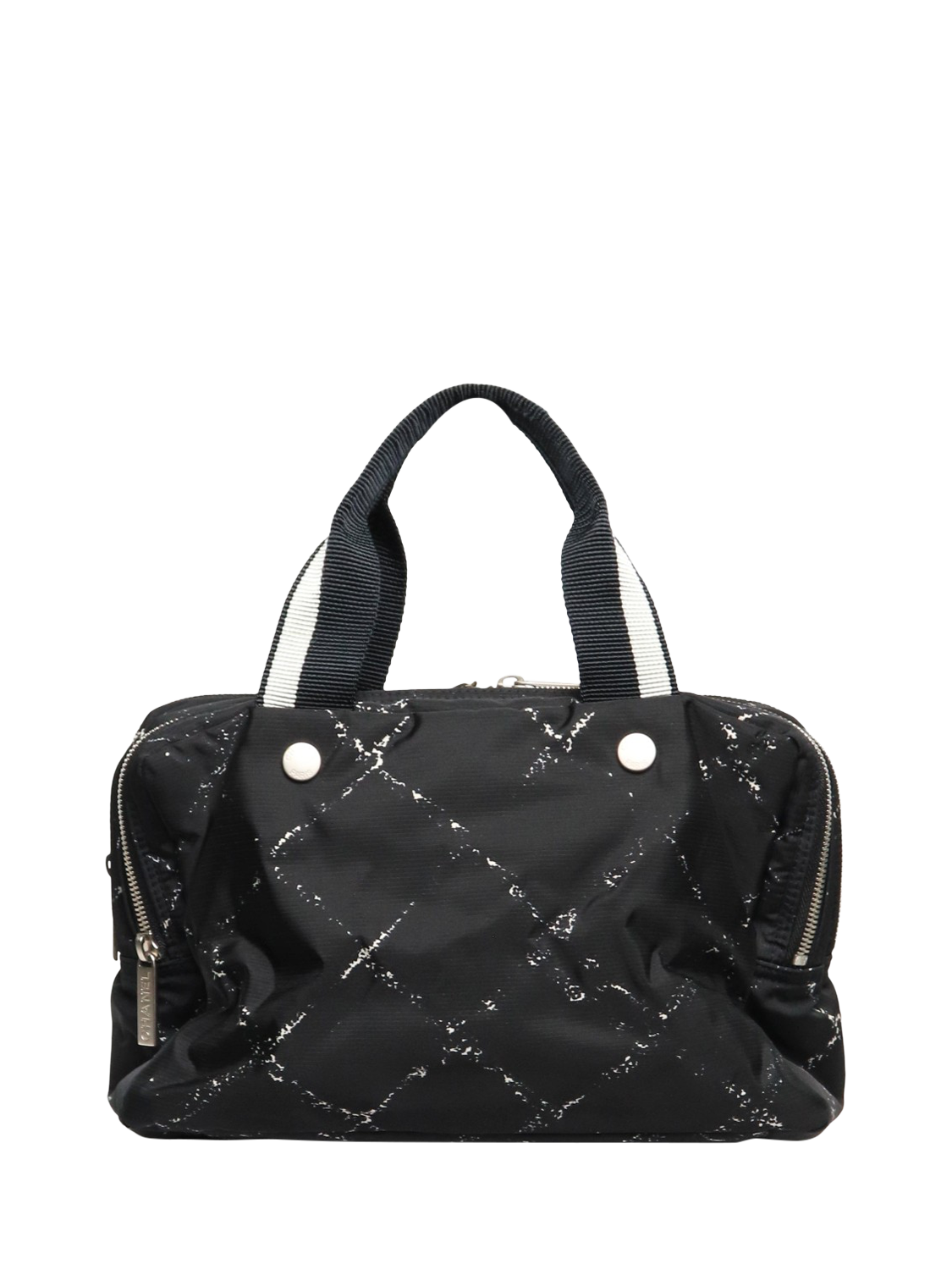 Product image 1 of 10, which shows Pre-loved CHANEL 1997 Canvas Toiletries Bag, Black