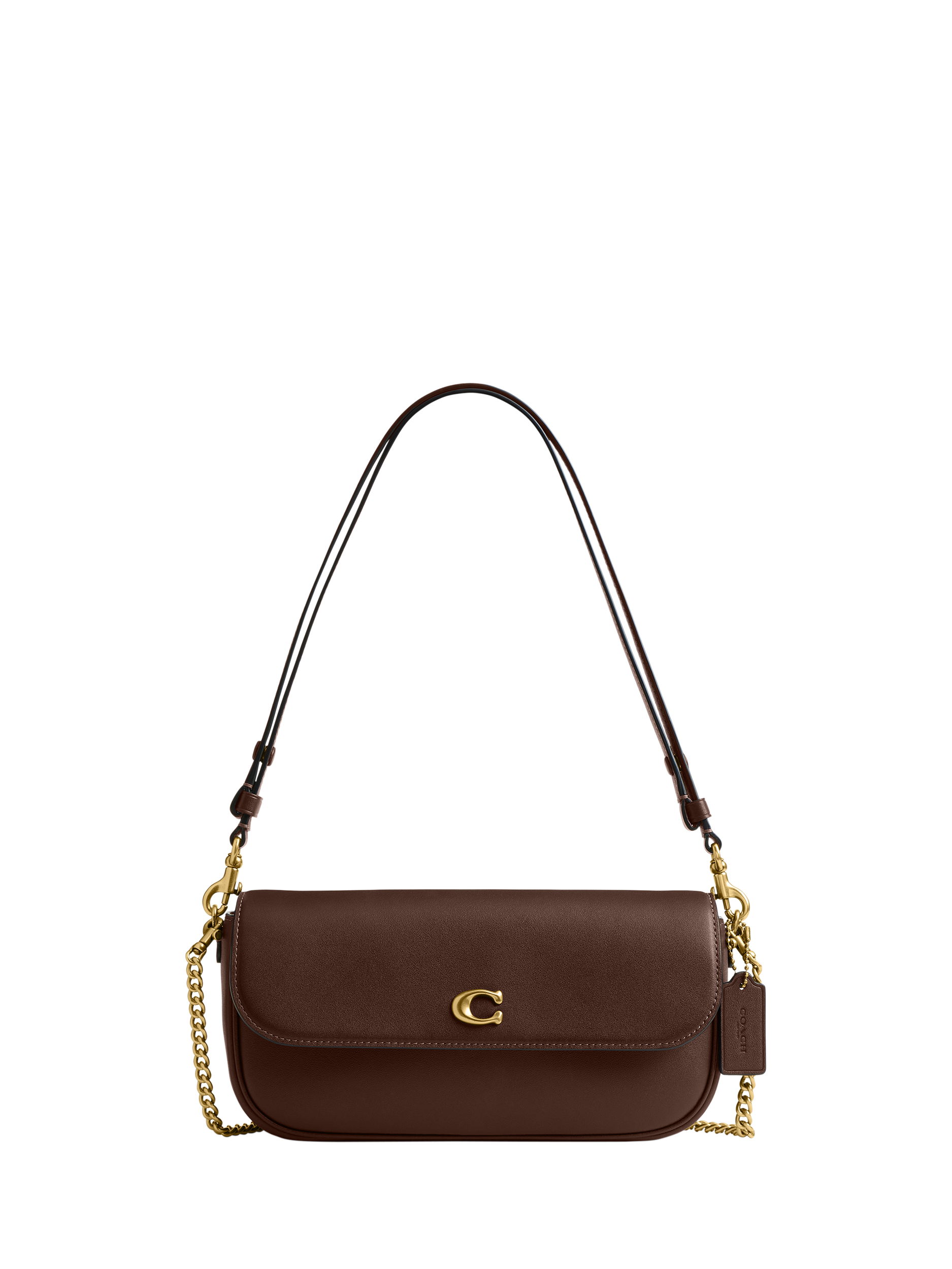 Product image 1 of 4, which shows Coach Brook Leather Flap Front Multiway Bag, B4/Maple