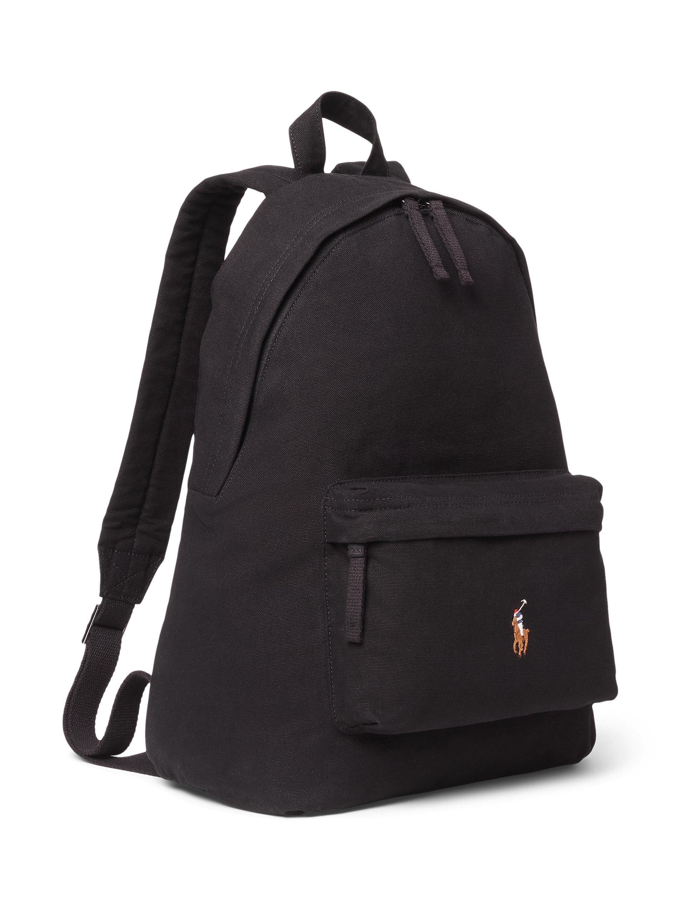 Ralph Lauren Cotton Pony Logo Backpack, Black