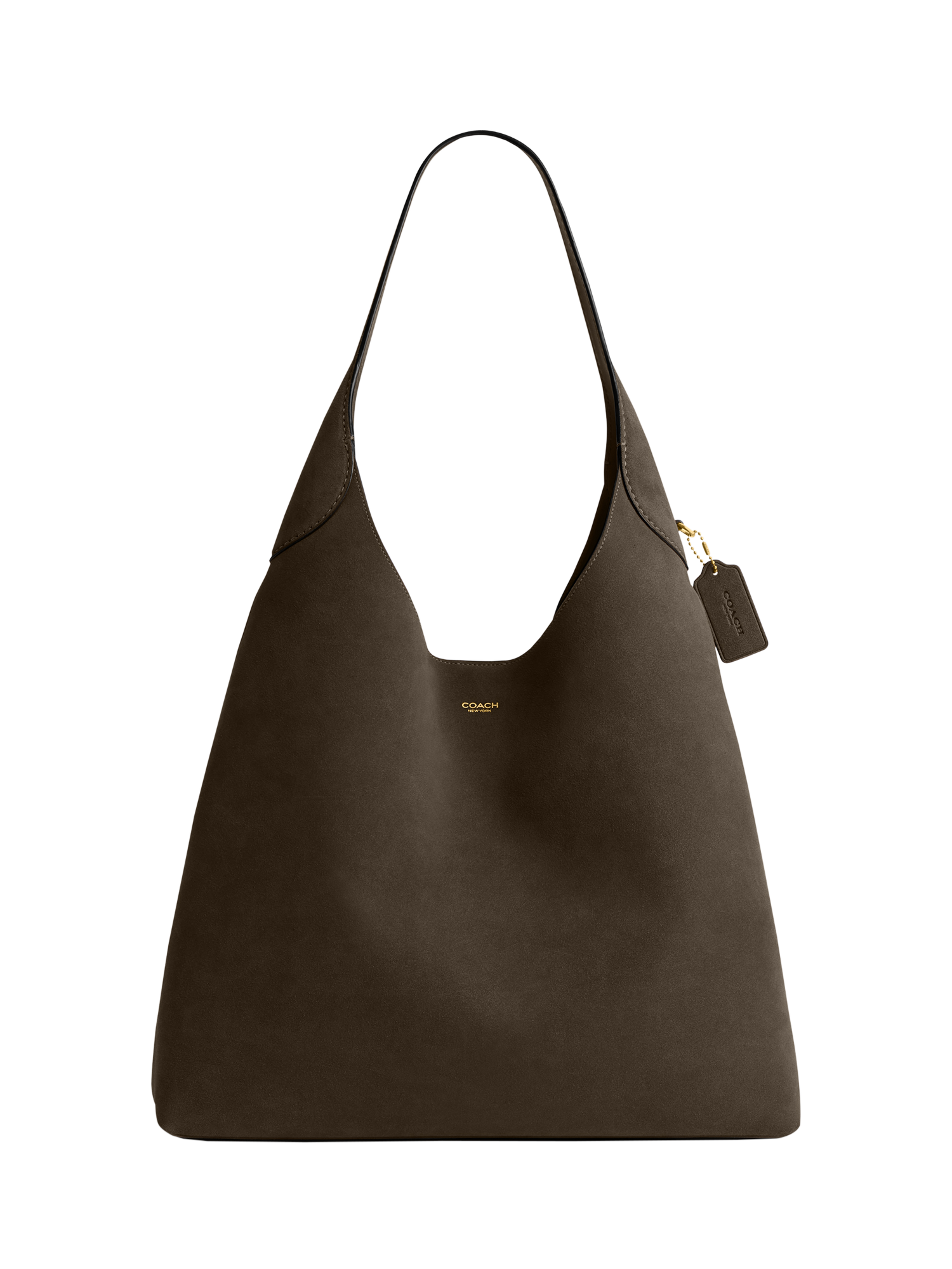 Product image 1 of 4, which shows Coach Brooklyn 39 Suede Shoulder Bag, Olive