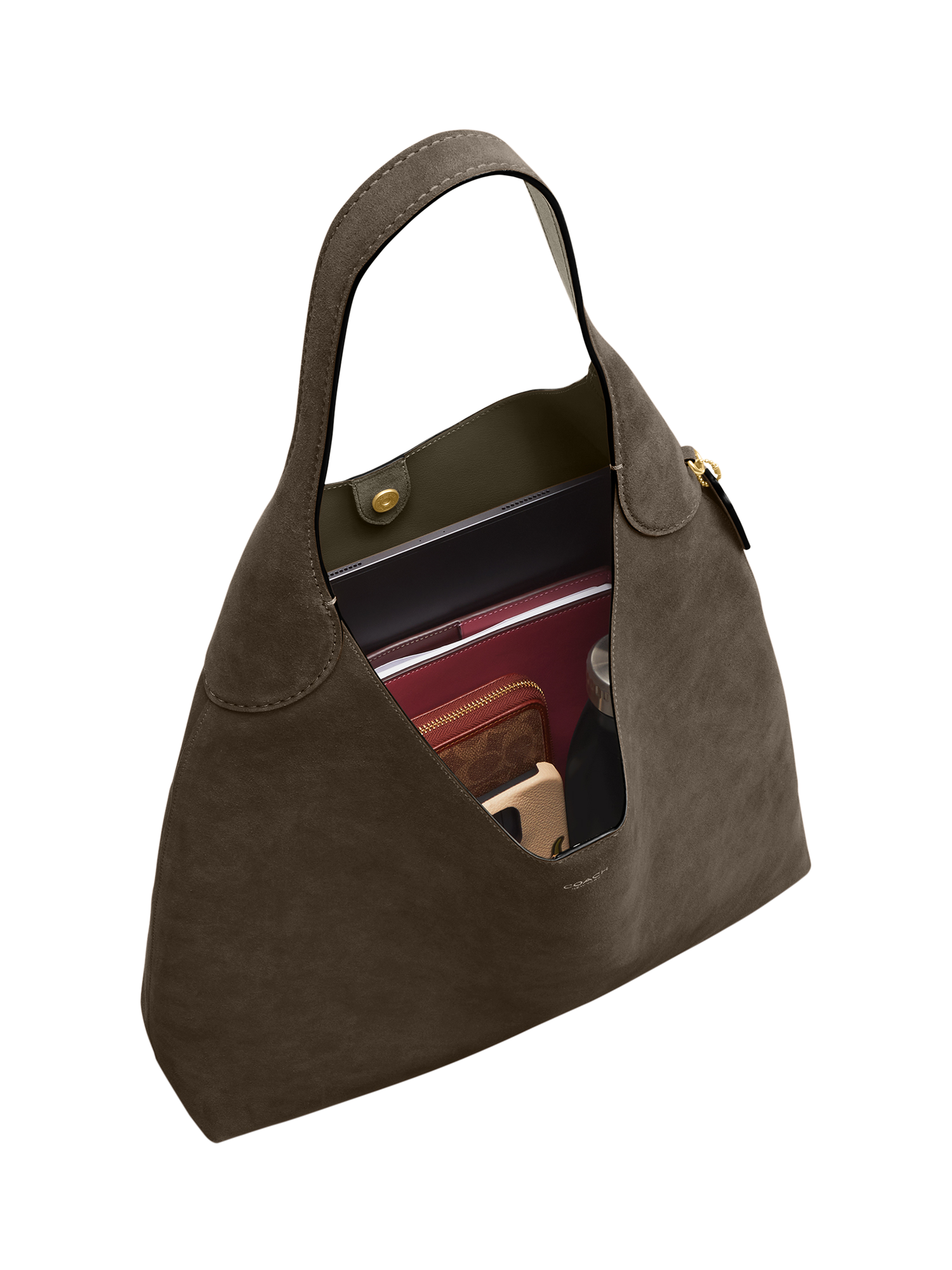Product image 3 of 4, which shows Coach Brooklyn 39 Suede Shoulder Bag, Olive