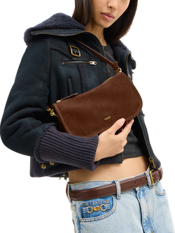 Coach Waverly Suede Shoulder Bag, Warm Brown - view 2, B4/Warm Brown