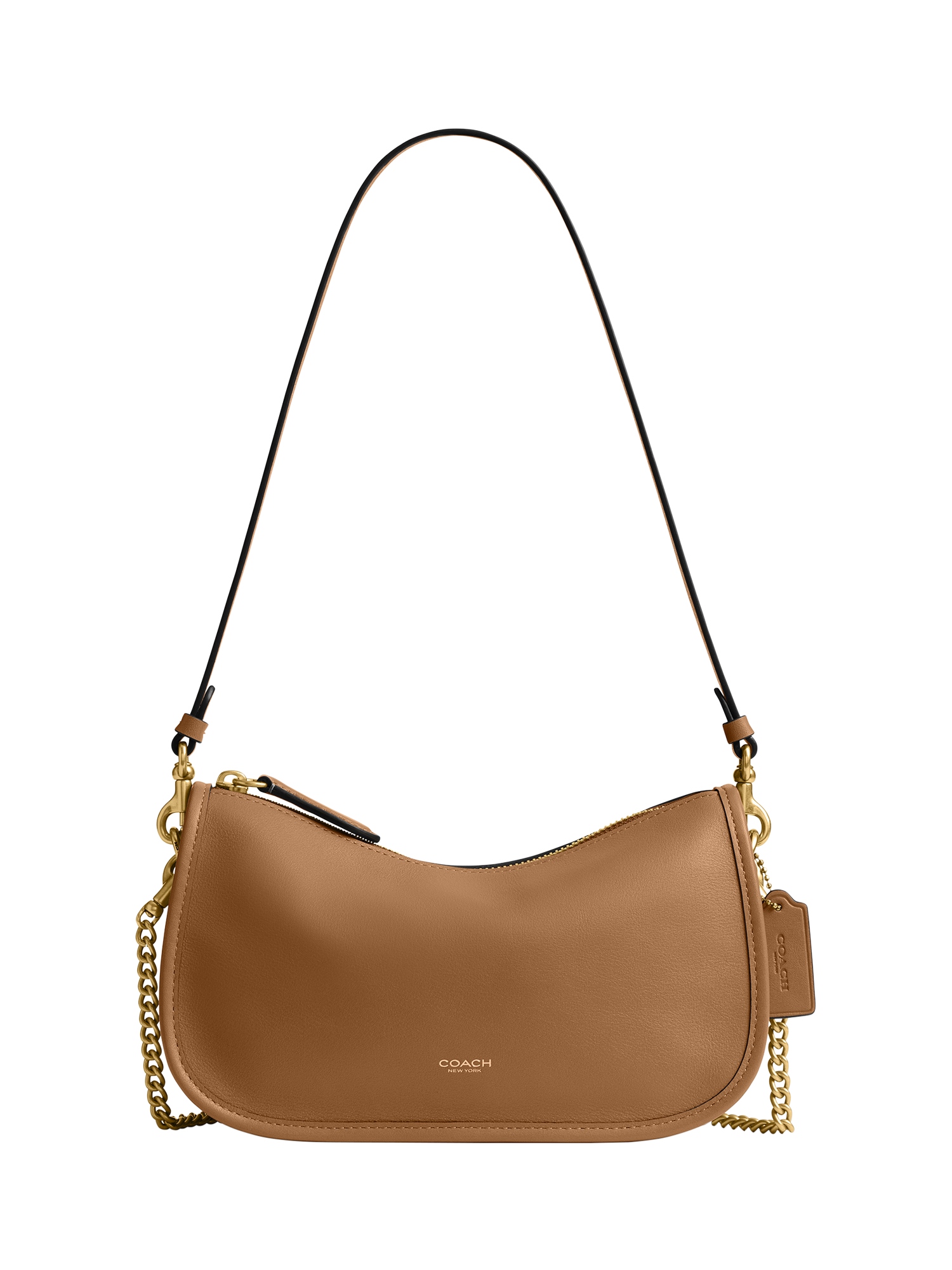 Product image 1 of 3, which shows Coach Waverly Leather Shoulder Bag, Honey Brown