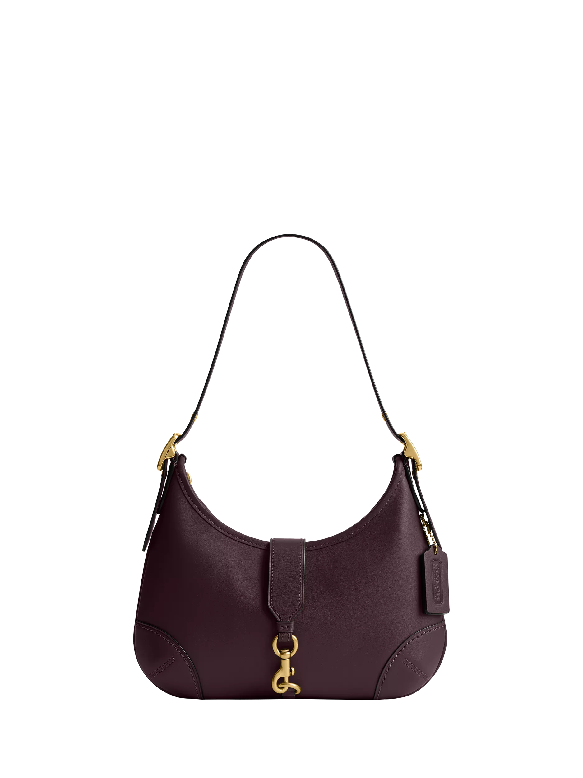 Coach Hamptons Leather Hobo Bag, Black Currant