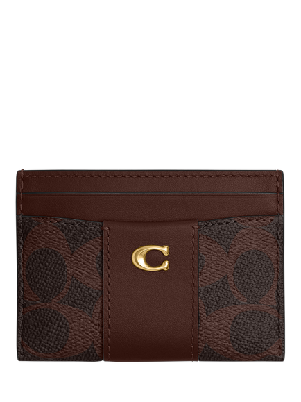 Coach Signature Leather and Canvas Card Case, Maple, Maple