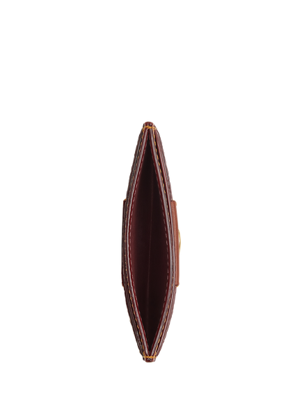 Coach Signature Leather and Canvas Card Case, Maple - view 2, Maple