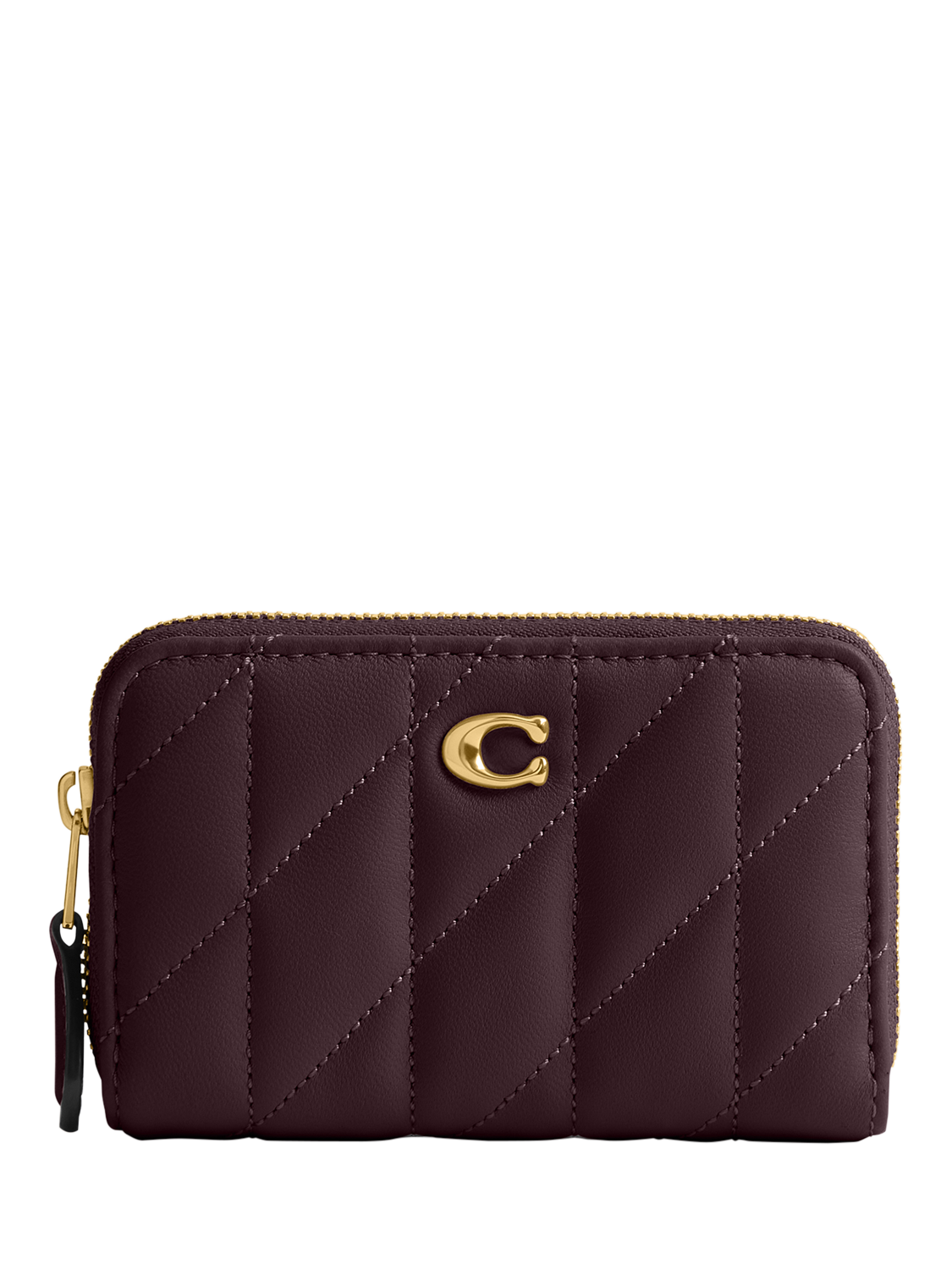 Coach Quilted Leather Zipped Card Holder, B4/Black Currant