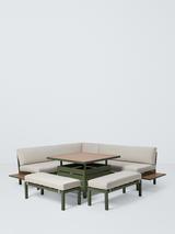 John Lewis Platform 8-Seater Corner Garden Dining/Lounge Set with Height-Adjustable Table, Green
