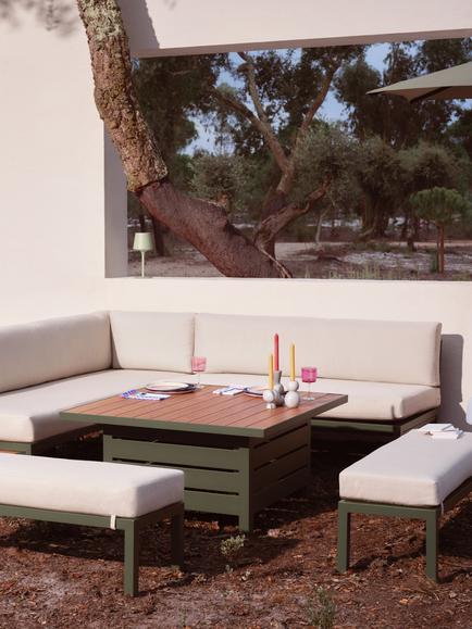 John Lewis Platform 8-Seater Corner Garden Dining/Lounge Set with Height-Adjustable Table - view 2, Green