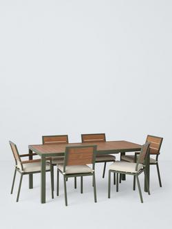 John Lewis Platform 6-Seater Wood-Effect Extending Garden Dining Table & Chairs Set, Green, Green