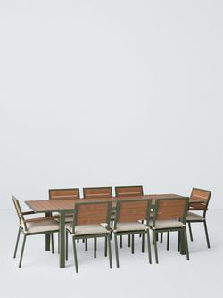 John Lewis Platform 6-Seater Wood-Effect Extending Garden Dining Table & Chairs Set, Green - view 2, Green