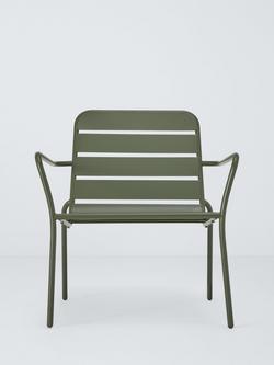 John Lewis Metal Garden Lounge Chair, Gold Olive - view 2, Avocado