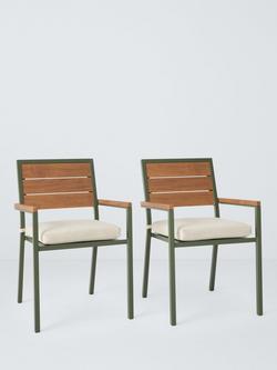 John Lewis Platform Garden Dining Armchair, Set of 2, Green