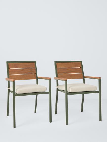 John Lewis Platform Garden Dining Armchair, Set of 2, Green
