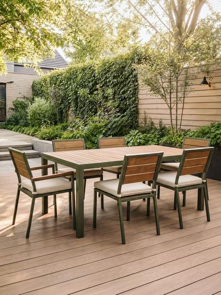 John Lewis Platform Garden Dining Armchair, Set of 2 - view 2, Green