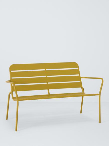 John Lewis 2-Seater Metal Garden Bench, Gold Olive, Golden Olive
