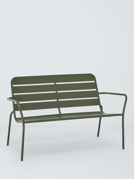 John Lewis 2-Seater Metal Garden Bench, Gold Olive, Avocado