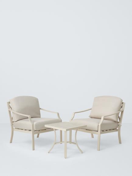 John Lewis Marlow Aluminium 2-Seater Garden Lounge Set, Taupe
