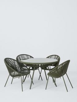 John Lewis Salsa 4-Seater Round Garden Dining Table & Chairs Set, Green, Green