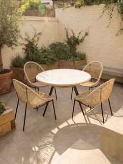 John Lewis Salsa 4-Seater Round Garden Dining Table & Chairs Set, Green - view 2, Natural