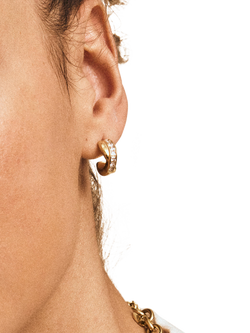 EDBLAD Andorra Cubic Zirconia Creole Earrings, Gold - view 2, Yellow Gold