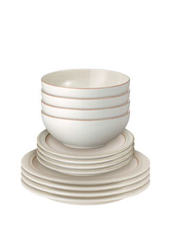 Denby Heritage Atrium Stoneware Dinnerware Set, 12 Piece, Natural, Natural
